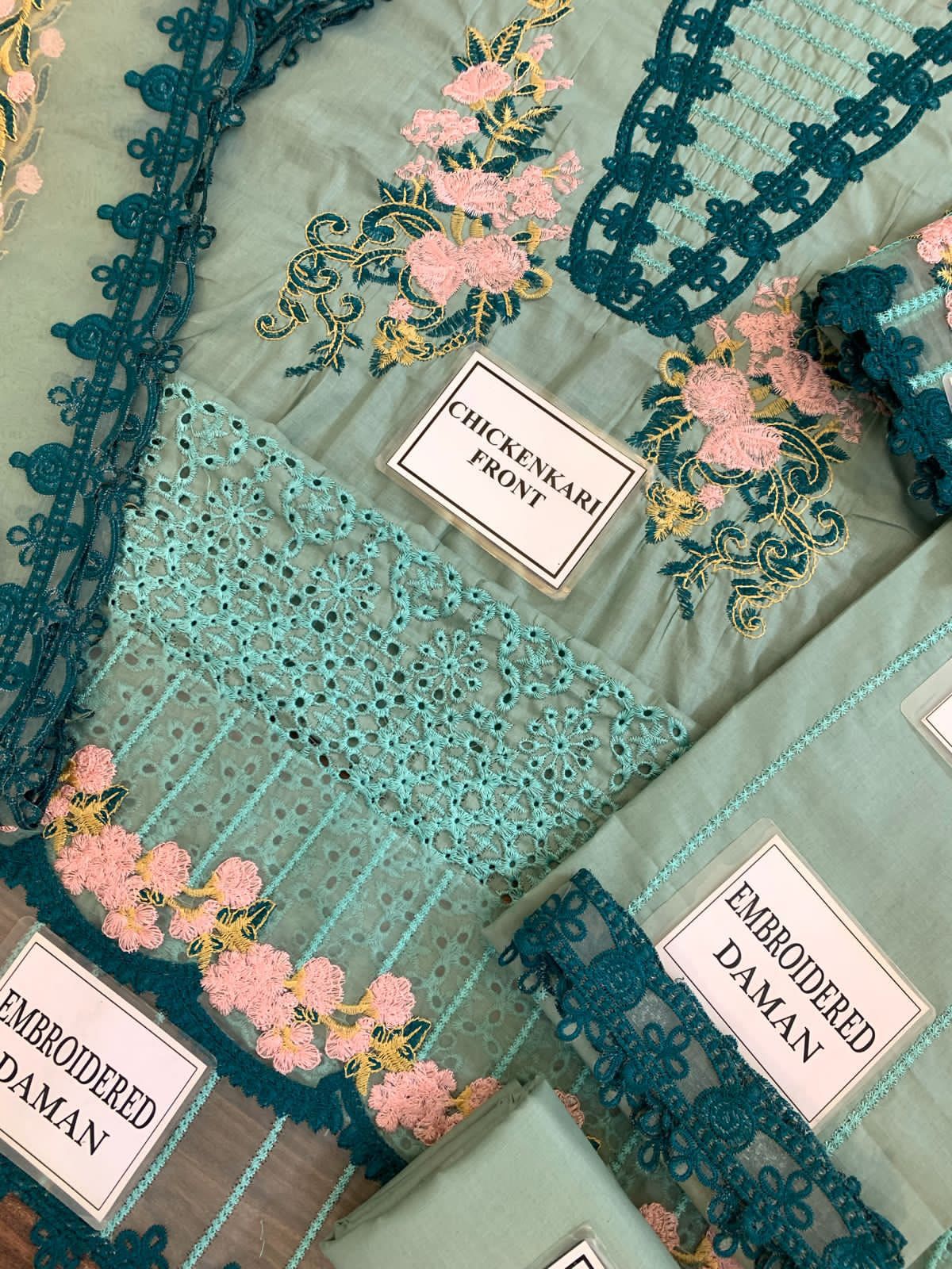 IDEASCOLLECTION  cotton chikankari luxury embroidered eid wear unstitced 3pc ✓