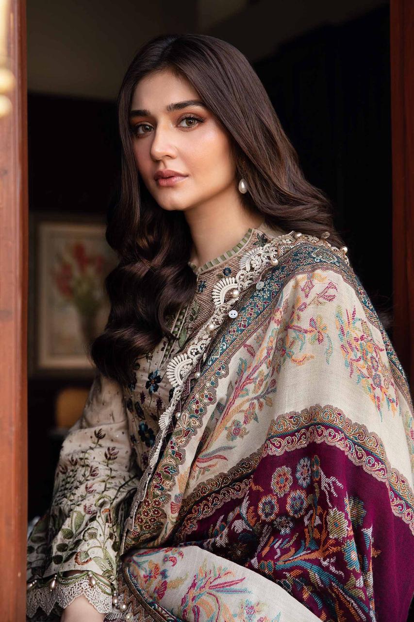IDEASCOLLECTION lawn printed embroidered patch-work unstitced 3pc ✓