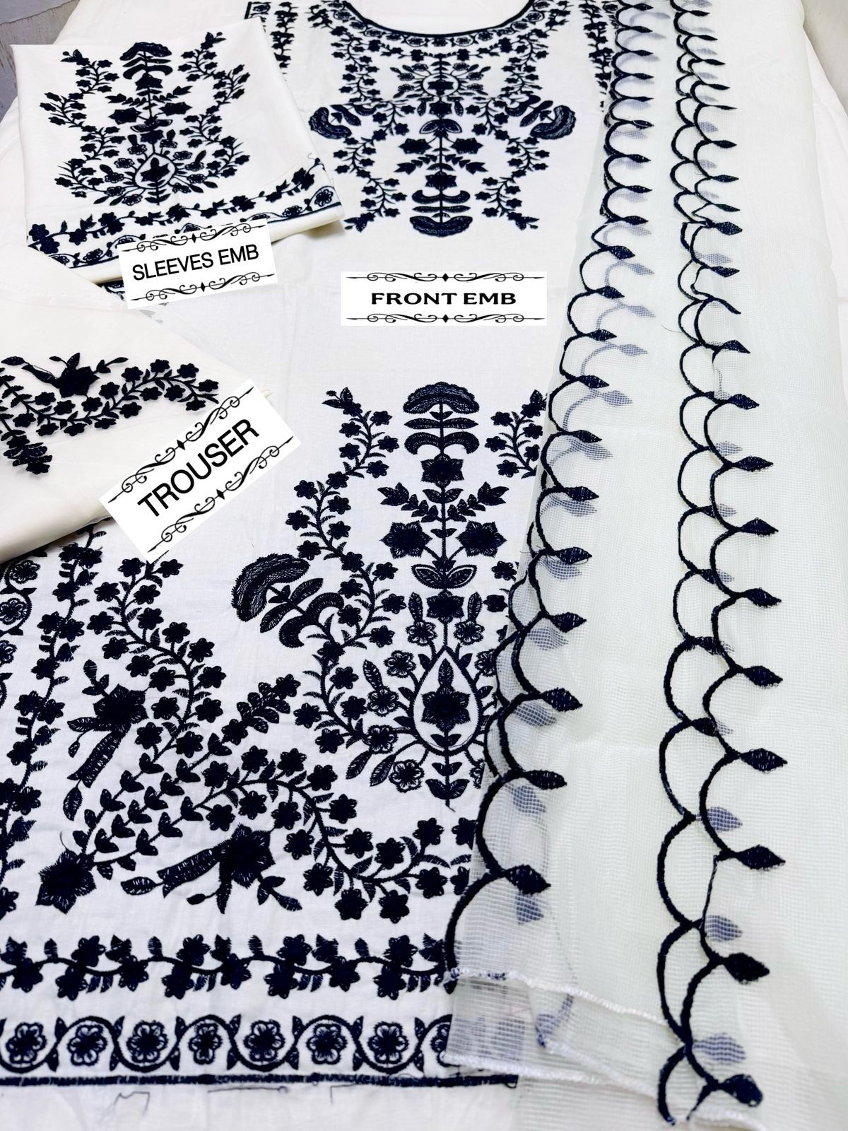 IDEASCOLLECTION  embroidered patchwork luxury unstiched 3pc ✓
