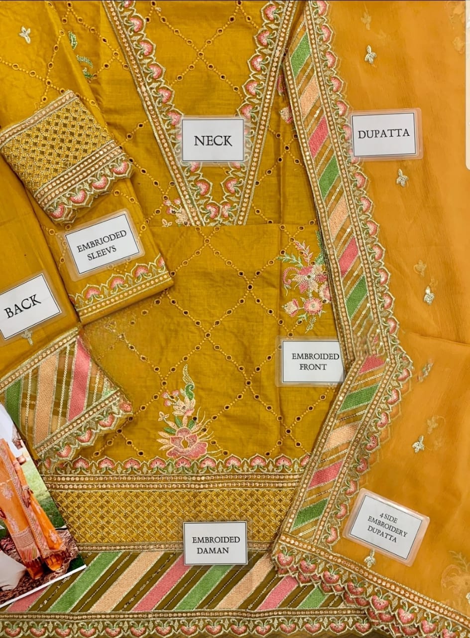 IDEASCOLLECTION cotton chikankari embroidered unstitced 3pc✓
